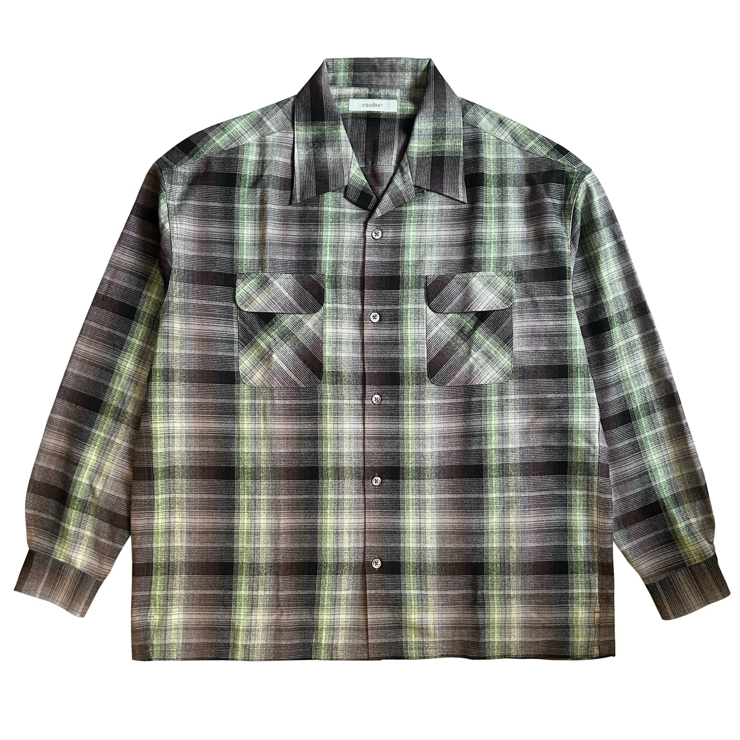 HEAVY WEIGHT RAYON OMBRE CHECK OPEN COLLAR SHIRT