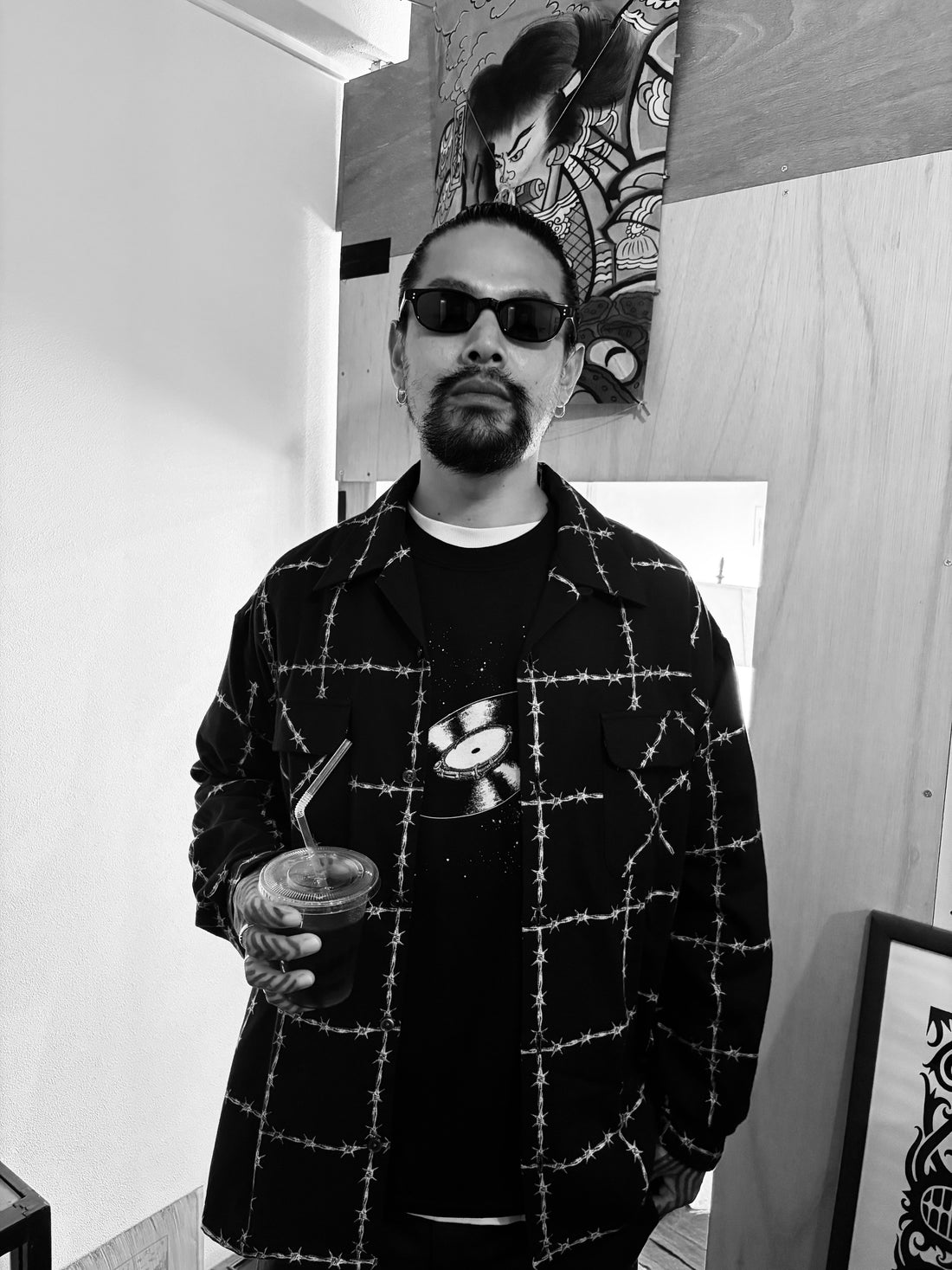 有刺鉄線 OPEN COLLAR L/S SHIRT