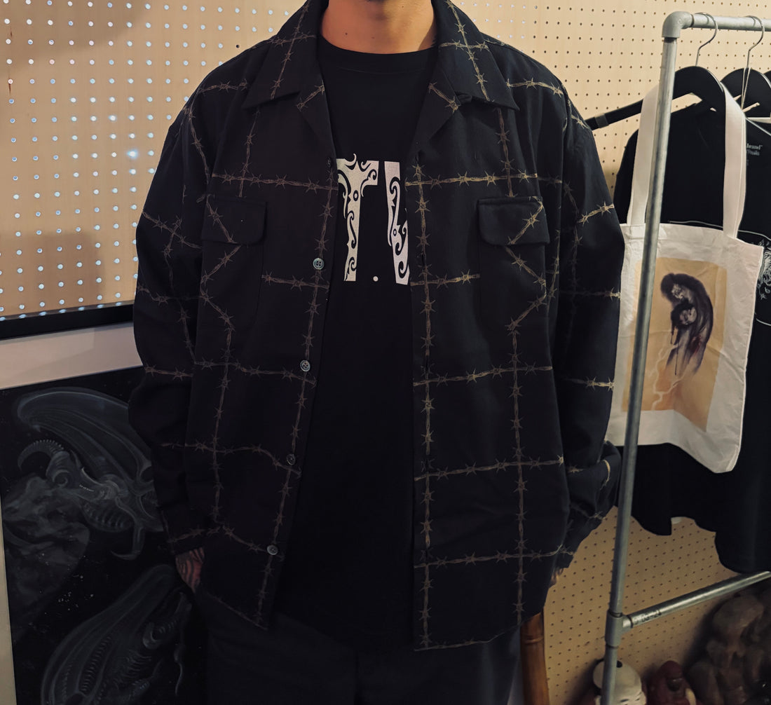 有刺鉄線 OPEN COLLAR L/S SHIRT