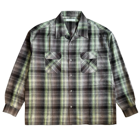 HEAVY WEIGHT RAYON OMBRE CHECK OPEN COLLAR SHIRT