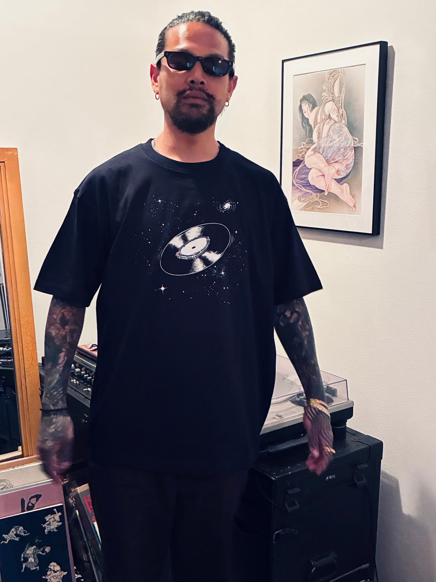 SPACE VINYL RECORD T SHIRT