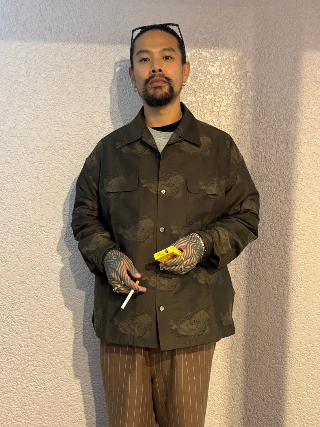 AMATOTAKO OPEN COLLAR SHIRT