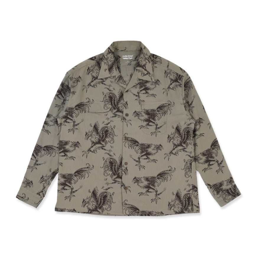 COCKFIGHTING SOUVENIR L/S HAWAIIAN SHIRT